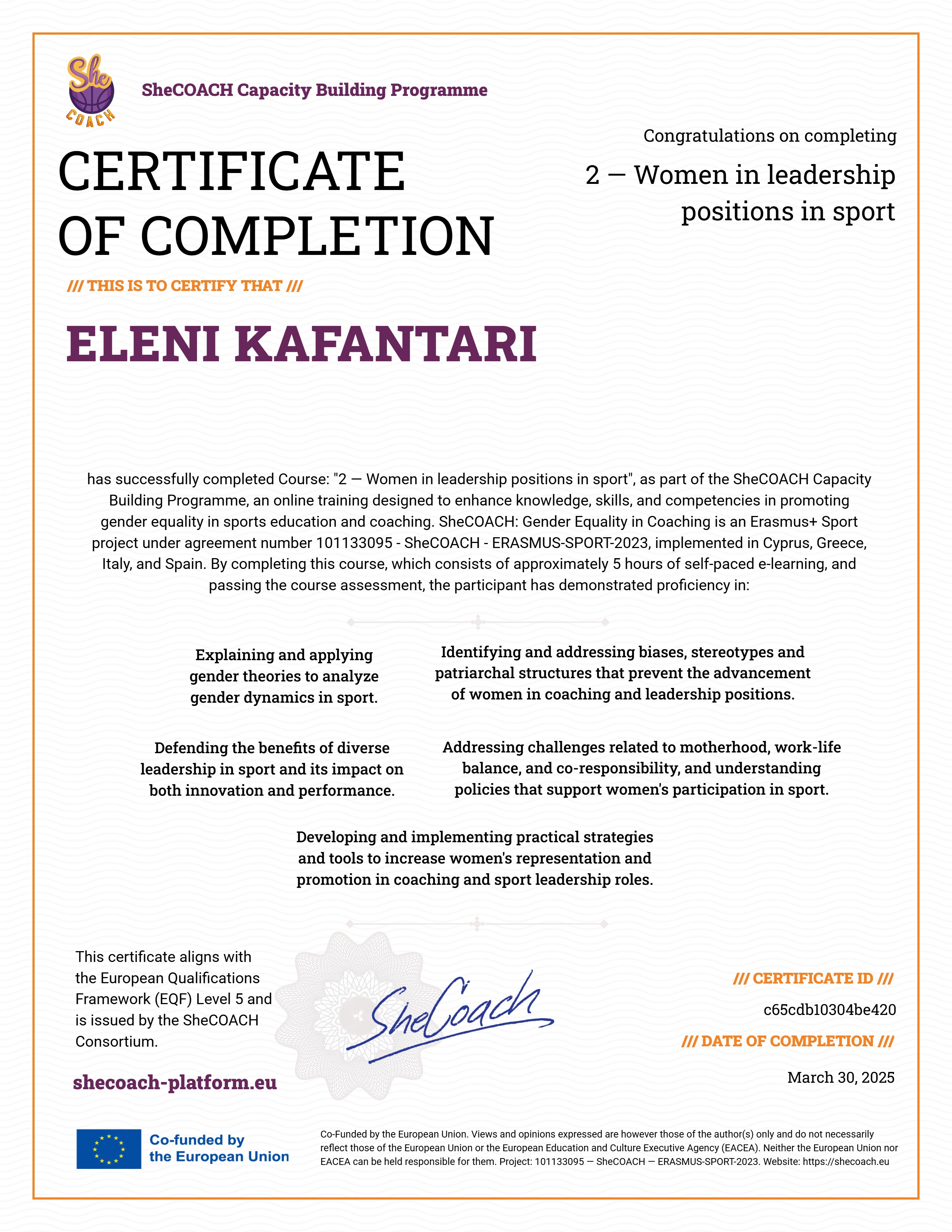 2 — Women in leadership positions in sport